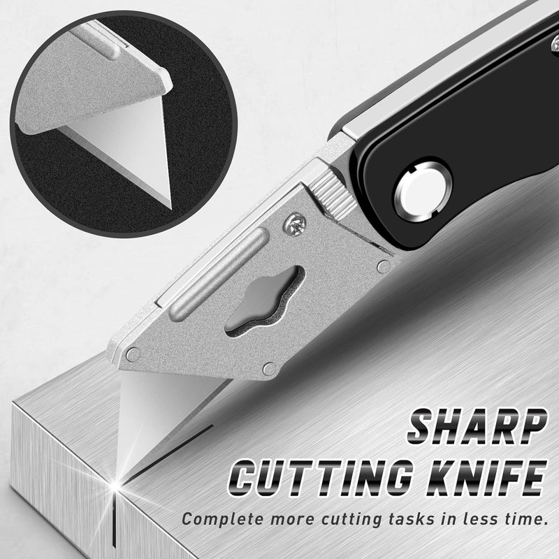 4 Pack Folding Utility Knife with Extra 10Pcs Blades, Box Cutters for Home, Offi gallery