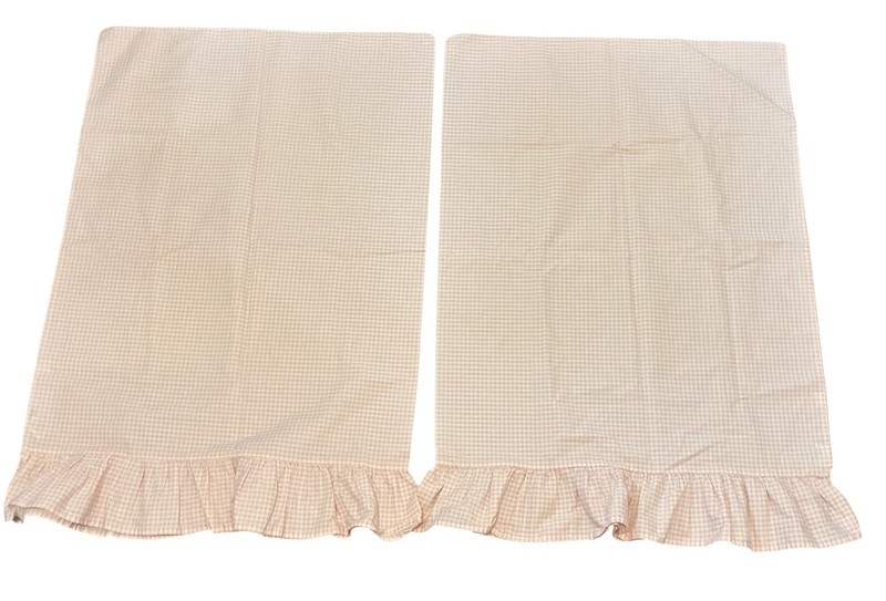 JCP Pillowcase Pair Ruffled Pink Gingham Smooth Touch Percale Standard 21x30 In gallery