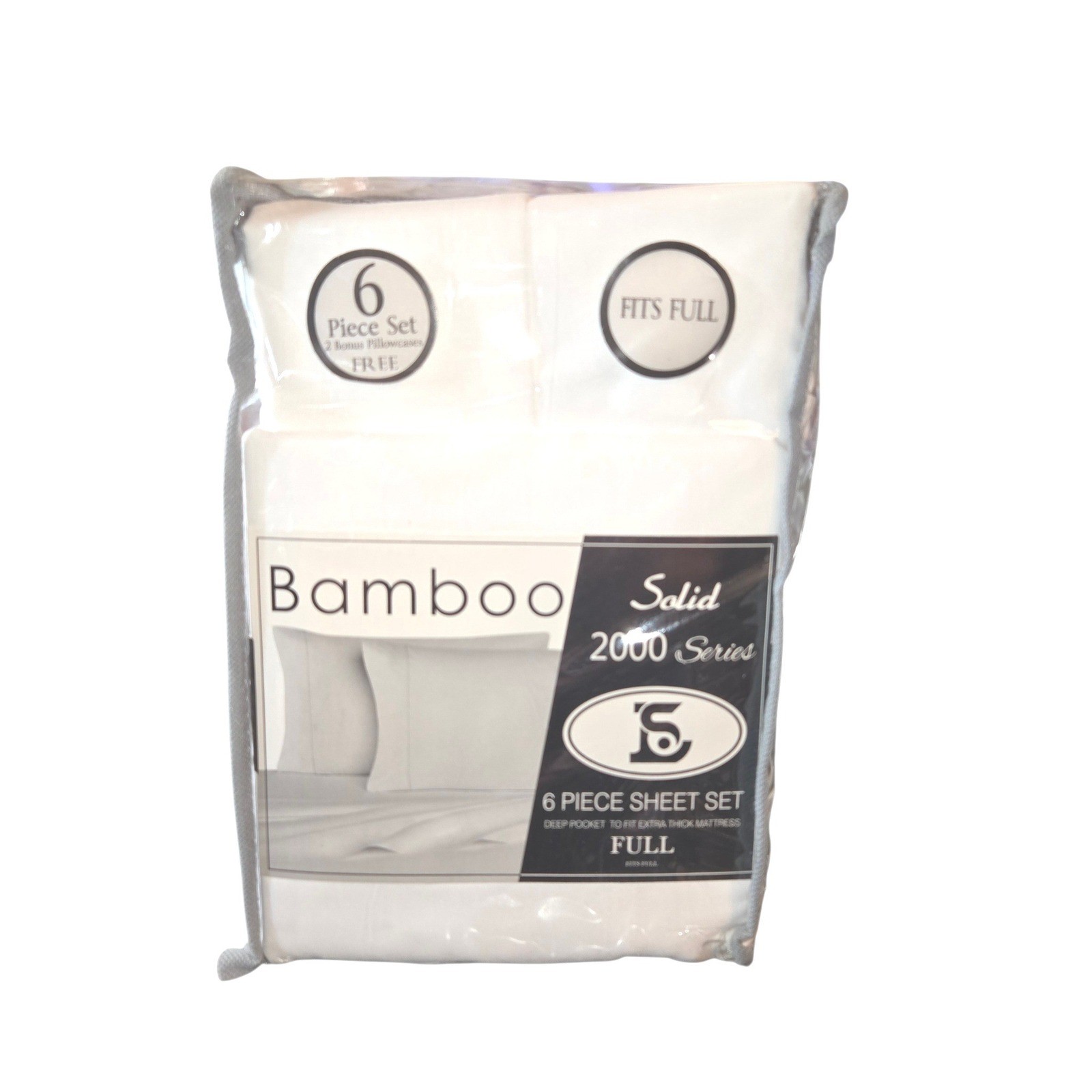 Bamboo 2000 Series 6Pc. Sheet Set Full White Deep Pocket Wrinkle Free Microfiber gallery
