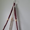 Macrame Plant Hanger, Beige, Maroon, 26", Metal, Cotton, Wood Beads, Handmade gallery