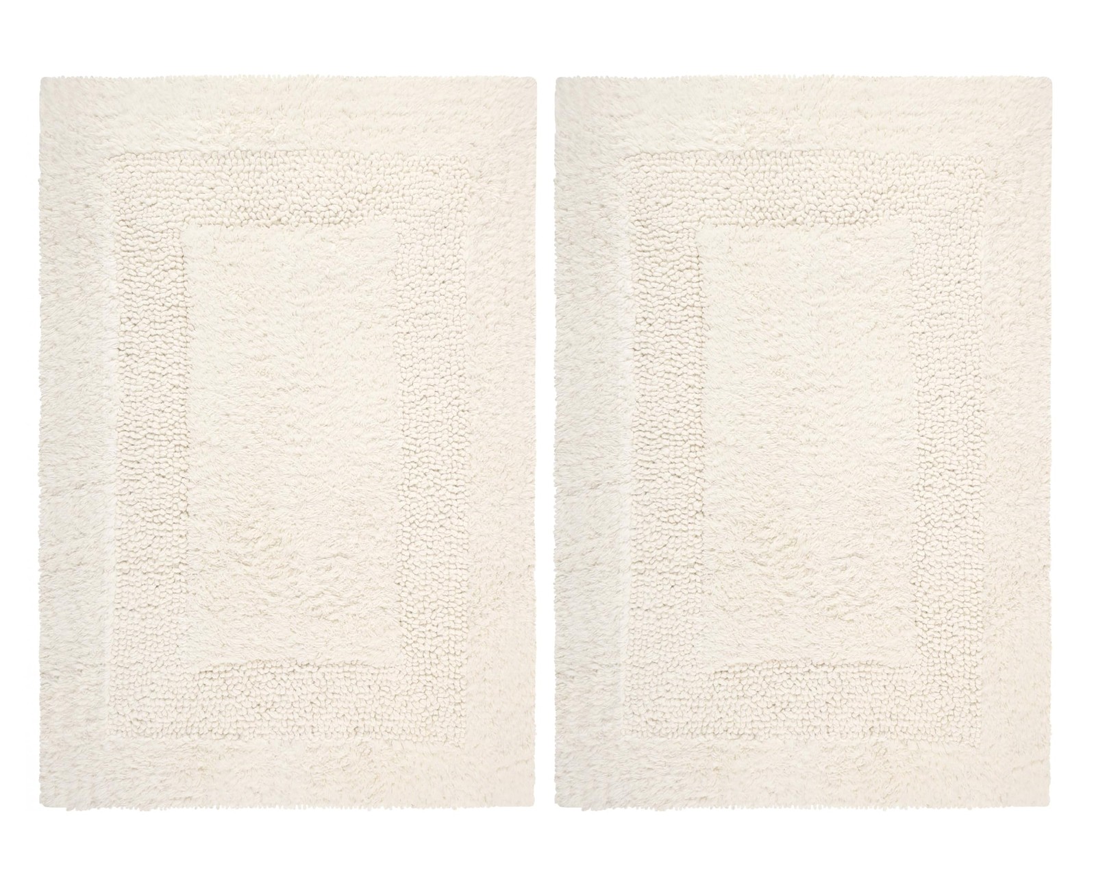 COTTON CRAFT Luxurious Bath Mat Rug - Set of 2 Reversible 17x24 Inches, Ivory gallery
