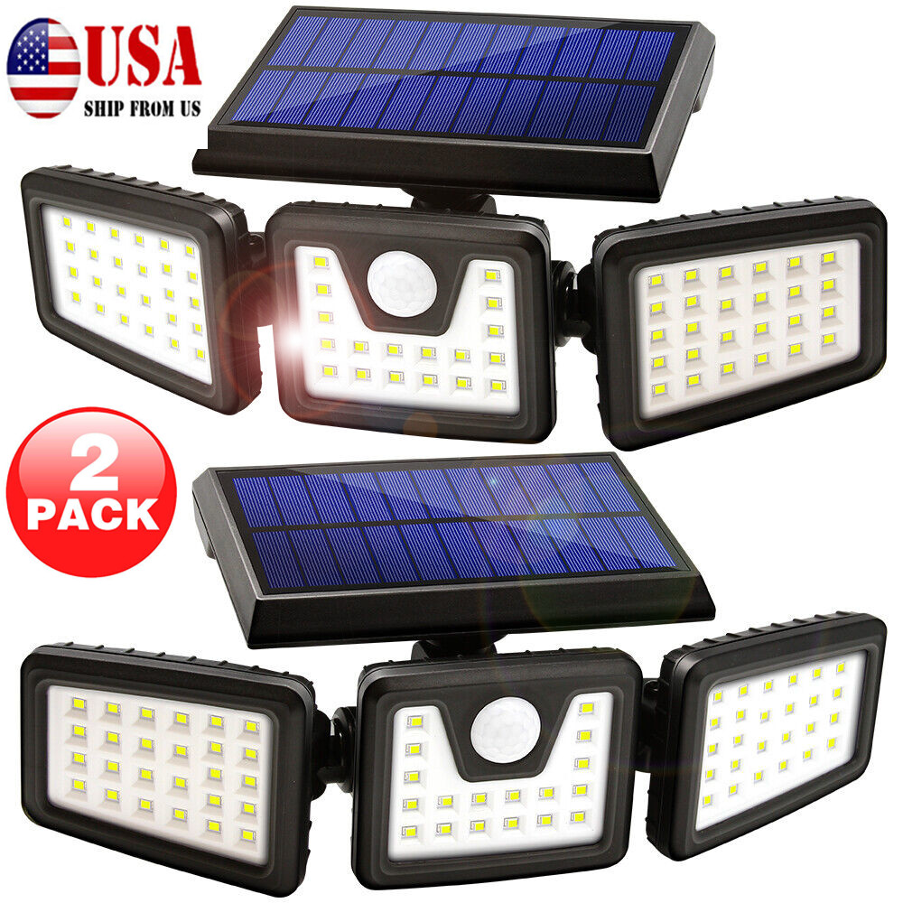 2Pack 118 LED Solar Lights Outdoor Waterproof Motion Sensor Security Lamp 3 Head gallery