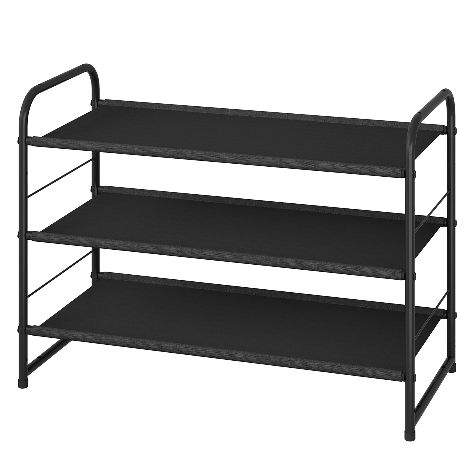 Simple Trending 3 Tier Stackable Shoe Rack, Expandable 3 Tiers, Black, Black gallery