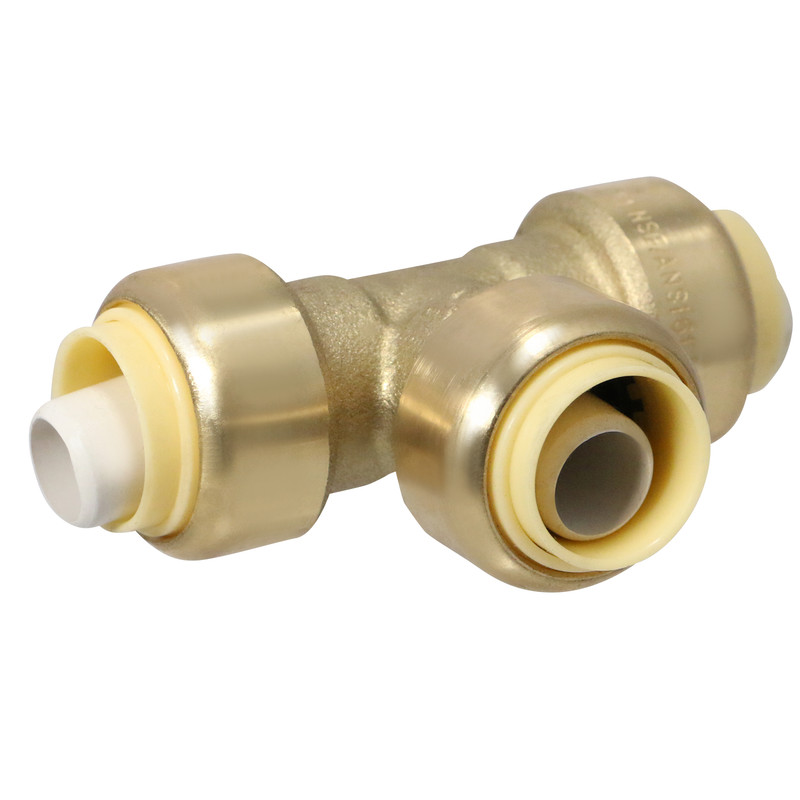 5) 1/2" Push-Fit Tee for Sharkbite Tee w. 1 Free Removing Clip, Lead Free Brass gallery
