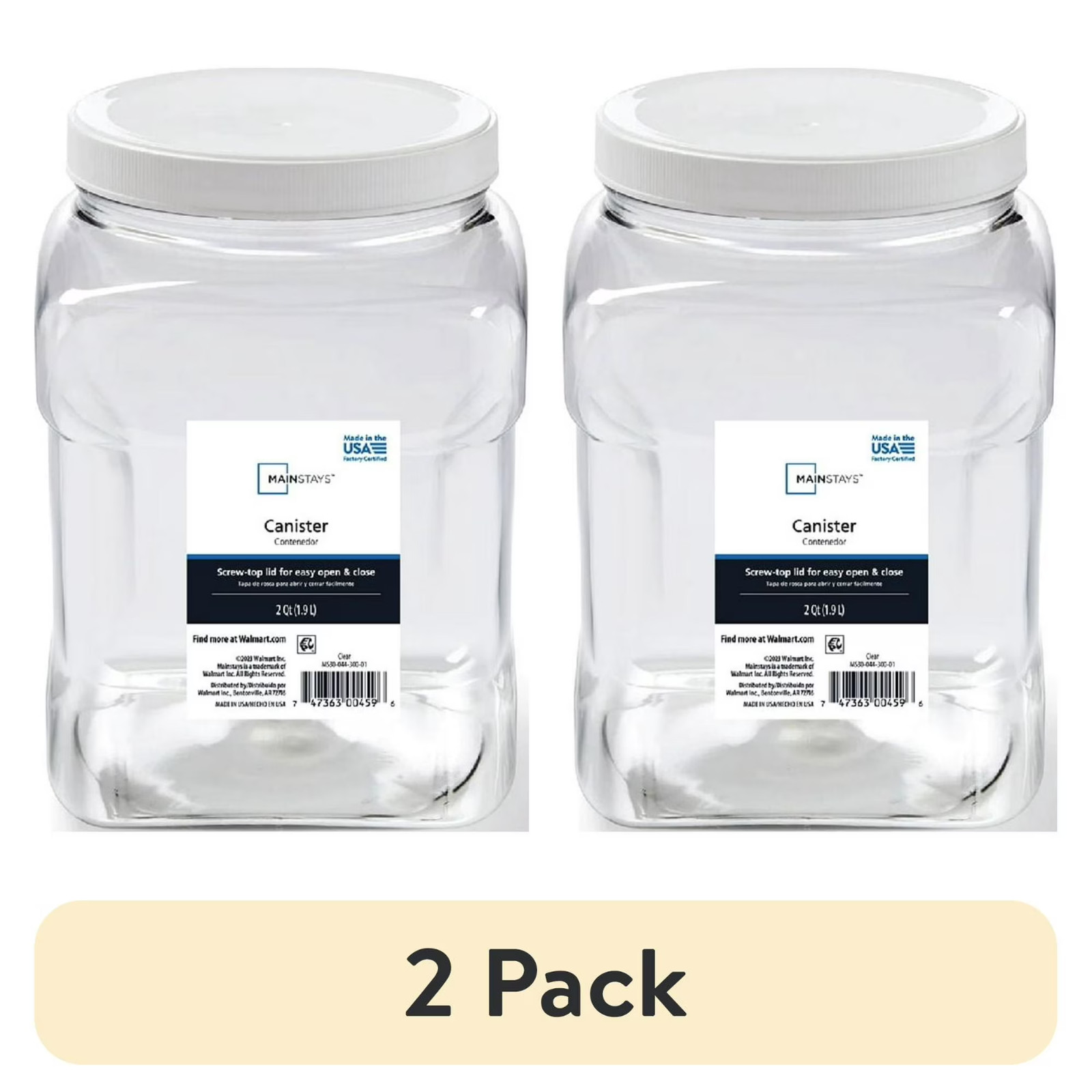 Mainstays 2 Qt Clear Canister 2 Pack Plastic Storage Container White Lid gallery