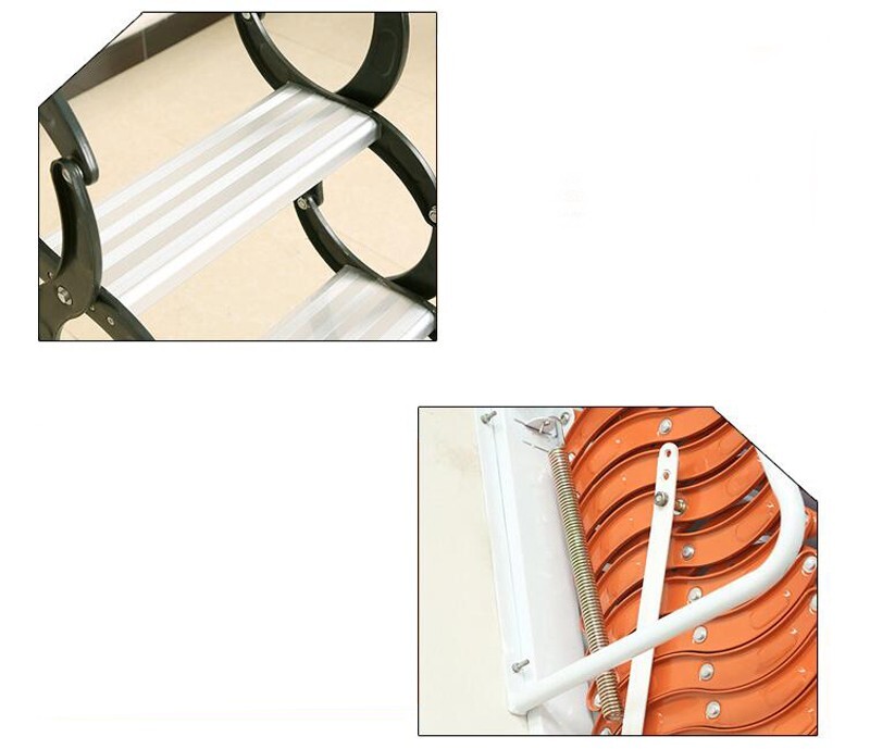 Orange Wall Mounted Collapsible Folding Ladder Loft Stairs 27.6*27.6 in Max9.8ft gallery