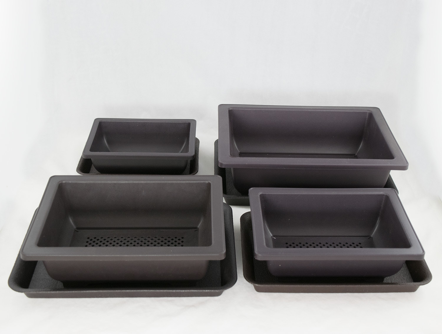 4 Sets 6.25"-10" Mix Rectangular Plastic Succulent, Bonsai Training Pot + Tray gallery