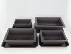 4 Sets 6.25″-10″ Mix Rectangular Plastic Succulent, Bonsai Training Pot + Tray