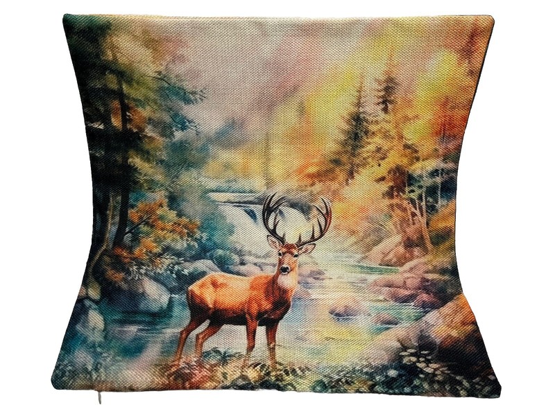 Deer Trees Nature Autumn Fall Double Sided Throw Pillow Cover Holiday Home Decor gallery