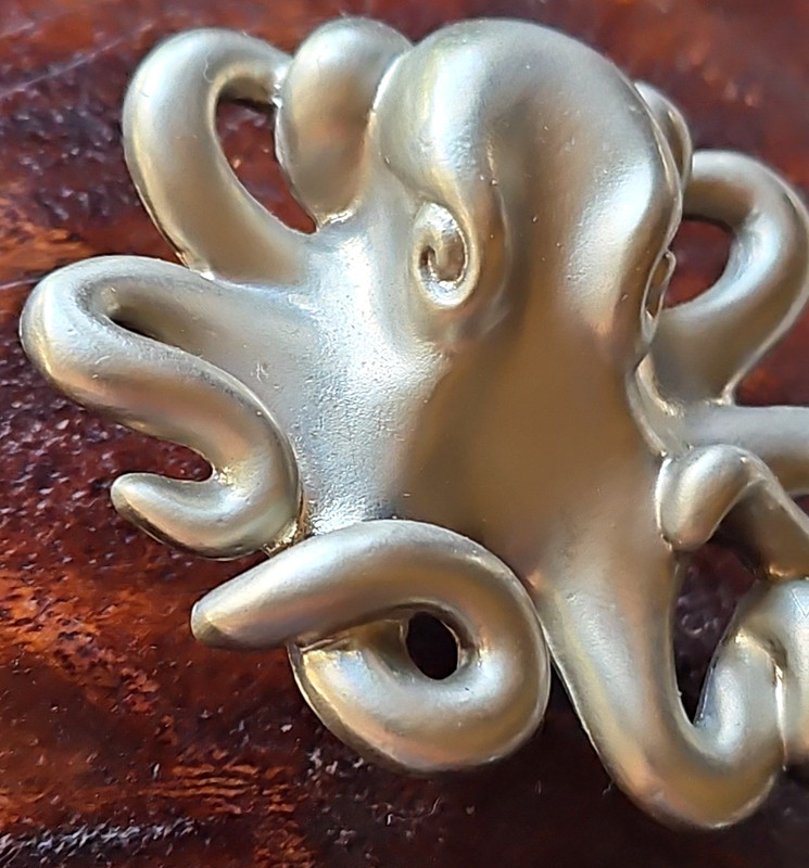 Octopus Drawer Knobs Pulls Set of 2 Satin Nickel Cabinet Hardware New gallery