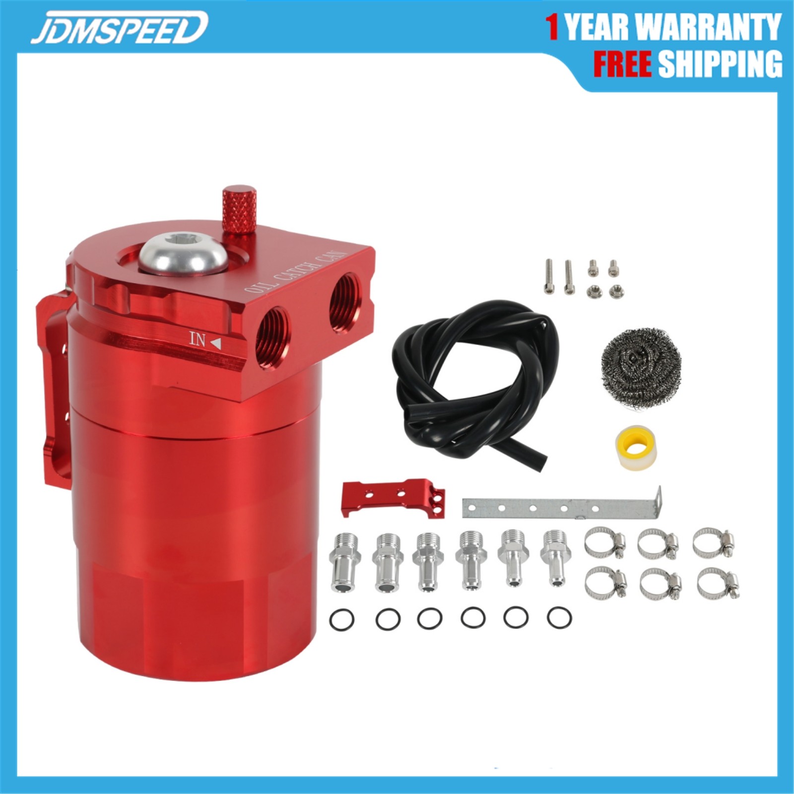 Red Oil Catch Can, 300ML Universal Baffled Catch Can Kit with 5FT 3/8 Inch gallery