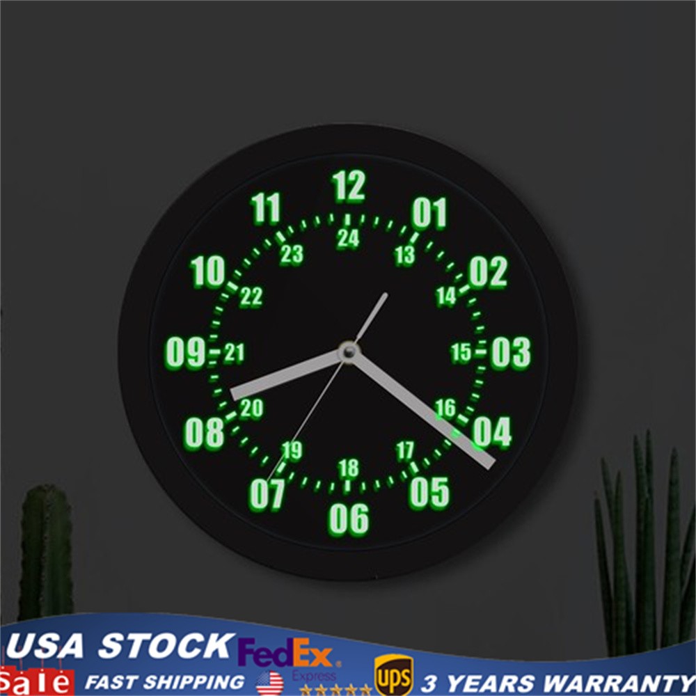 Military Time 12/24 Hours Display Wall Clock Watch Style with LED Backlight gallery