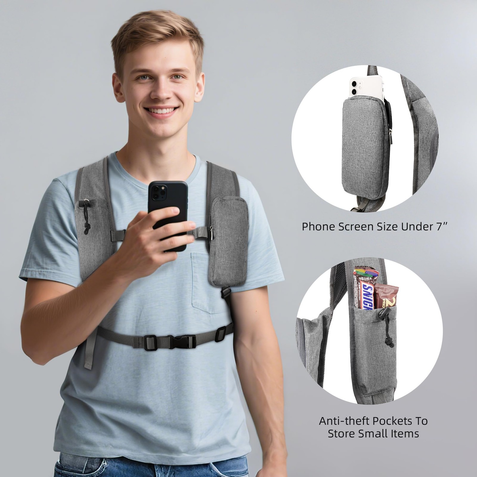Small Hiking Backpack with Detachable Front Holder, Foldable Packable Back pa... 3