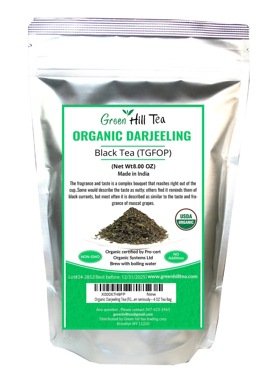 Organic Darjeeling Tea (TGFOP) second flush black tea loose leaf tea 1/2 LB Bag gallery