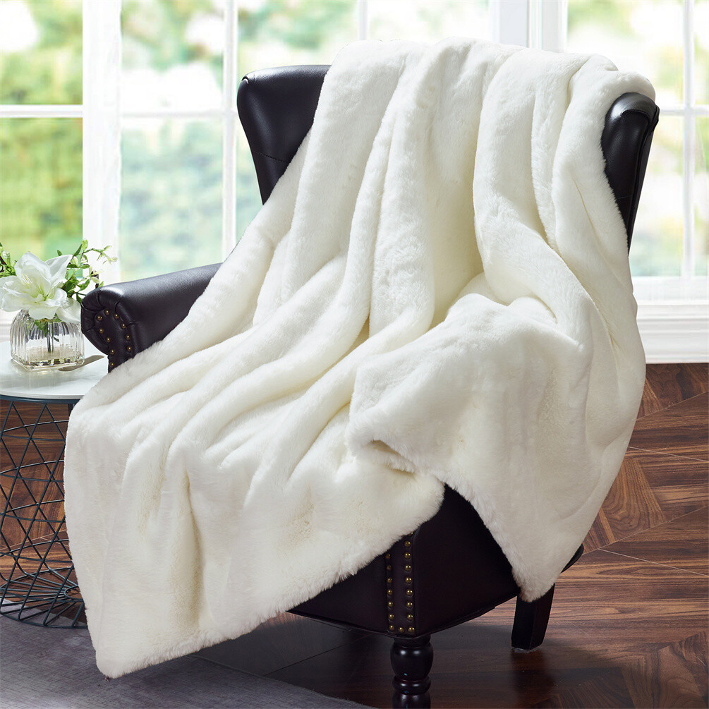 Luxury Faux Fur Blanket Heavy Reverse Soft Warm Heavy Throw for Bed Sofa Home gallery