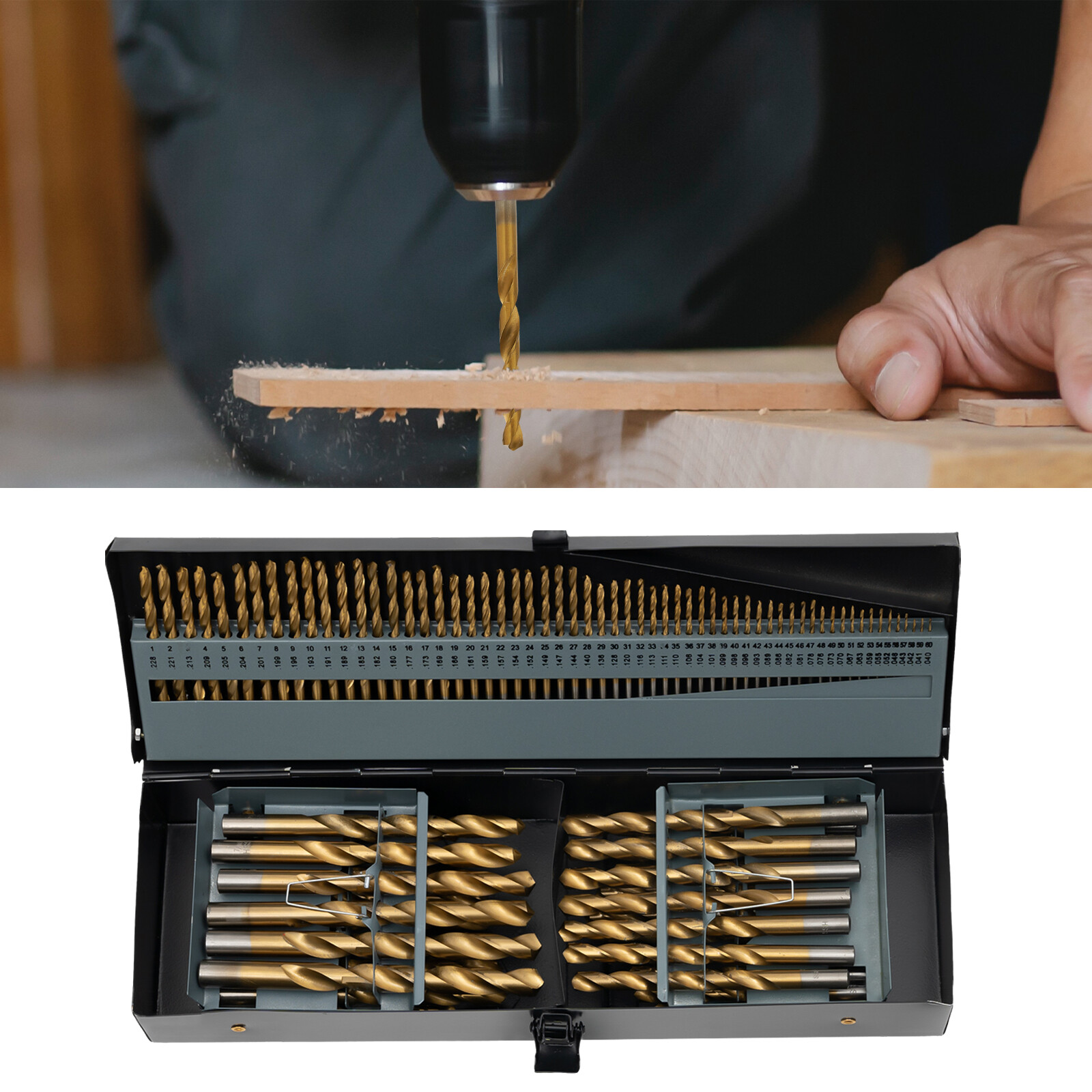 115PCS Drill Bit Set Electric Drill Mount Spiral High Speed Drill Bit Set w/ Box gallery