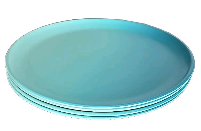 Four (4) Sun Squad ~ 10.5" Dinner Plates ~ Melamine ~ Two Tone Teal gallery