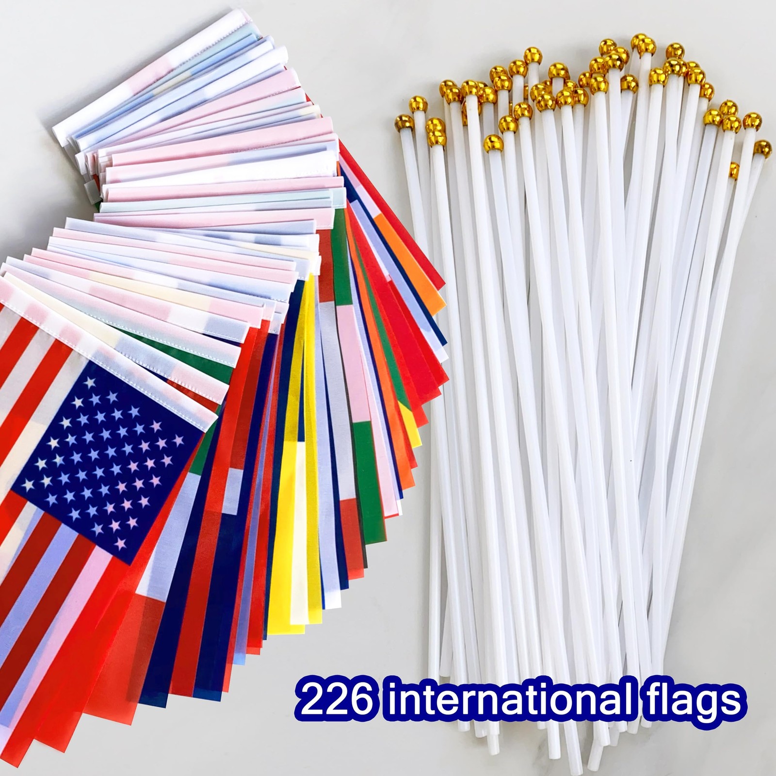 International Flags 226 Countries Small Mini Hand Held on Stick 8.2 x 5.5 Inch gallery