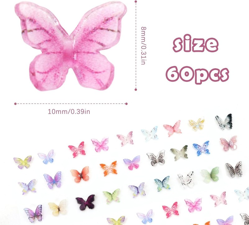 60pcs Micro Resin Butterflies, Mini Butterflies for Crafts Miniature Tiny gallery