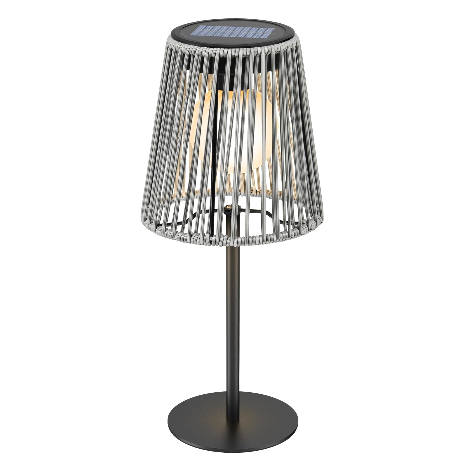 Solar Table Lamp Outdoor, Dual Solar & USB Charging Rattan Lamp, IP45 Waterpr... gallery