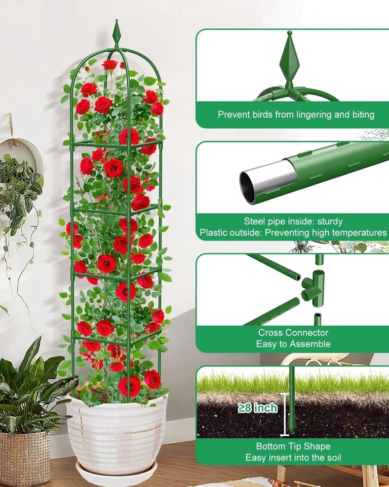 2-Pack 6FT Rustproof Garden Trellis for Climbing Plants - Heavy-Duty Support gallery
