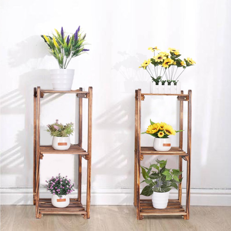Multiple Installation Mode Wood Plant Stand Flower Pot Rack Shelf Indoor Outdoor gallery