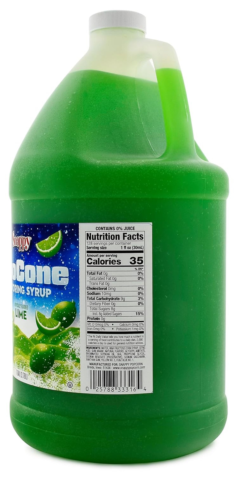 Lime Sno Cone Syrup 4-Pack, 1 Gallon - Perfect for Snow Cones & Shaved Ice gallery