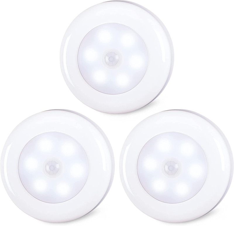 3 Pack 2.8” Motion Sensor Lights Indoor AAA Battery Operated, Stick on LED Puck gallery