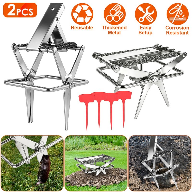 2x Easy Setup Reusable Mole Scissor Traps Solid Metal For Outdoor Rodent Control gallery