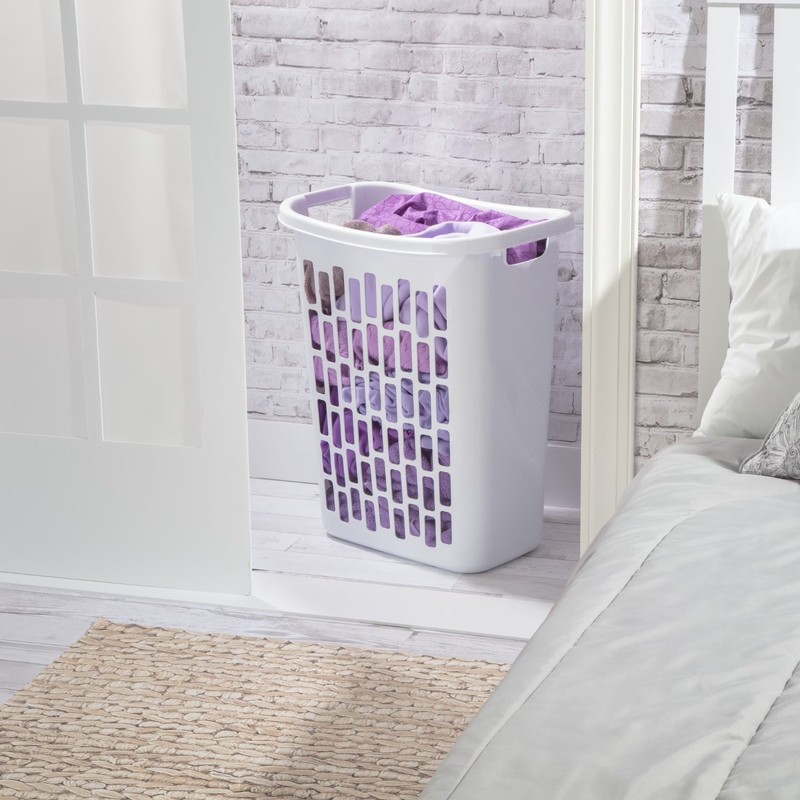 Rectangular Open Plastic Hamper, for Narrow Spaces, White, Adult gallery