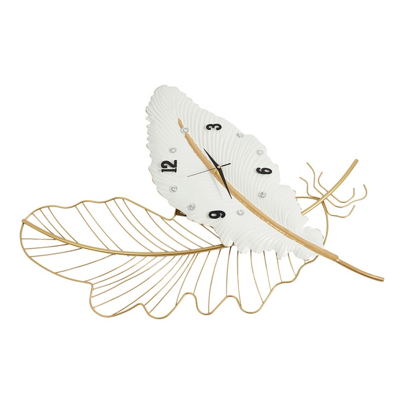 Extra Large Outdoor Garden Wall Clock Hanging Feather-shaped Wall Clock 21*30in gallery
