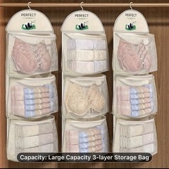 Single piece Triple-Layer Hanging Underwear , Socks , and Bra Mesh Storage Bag.