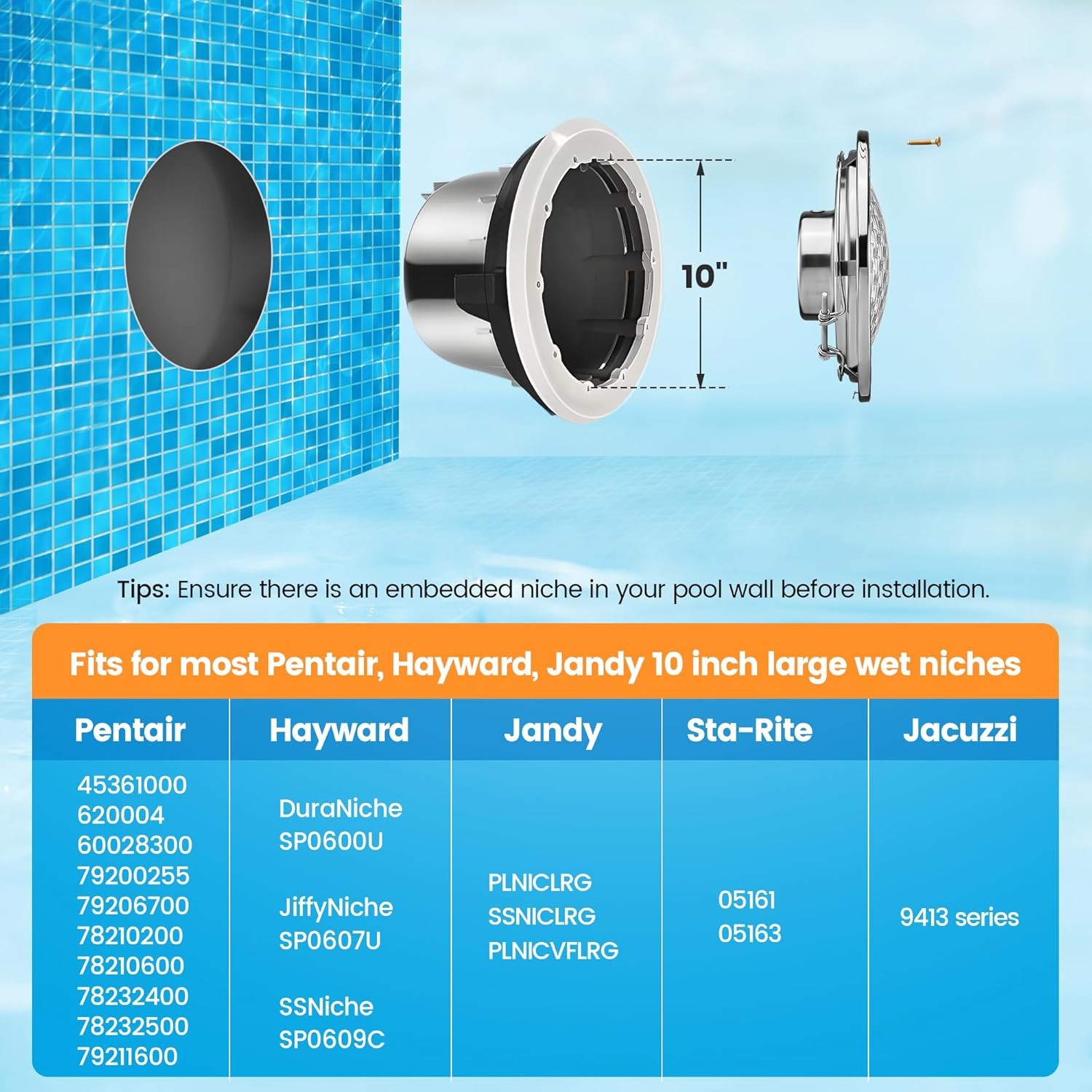 LED Pool Light 10" 5000LM 50W 100FT gallery