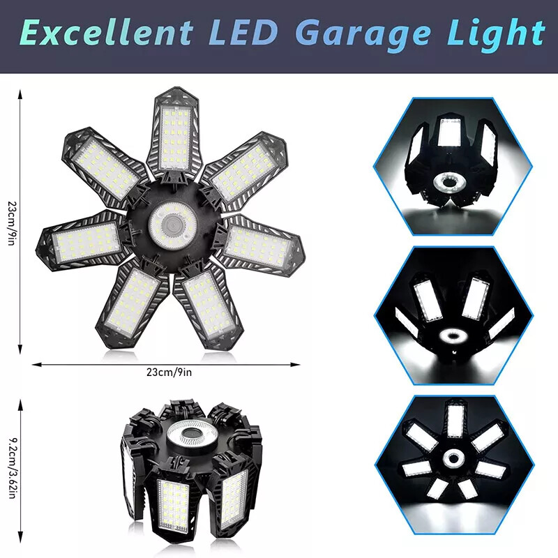 250000LM Deformable Garage Light E26/E27 Screw In Ceiling LED Work Shop HR gallery