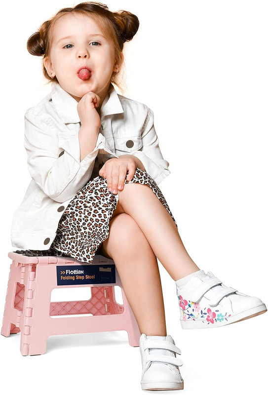 9" Folding Step Stool for Adults and Kids Holds Up to 300 lbs,Non-Slip Folding S gallery