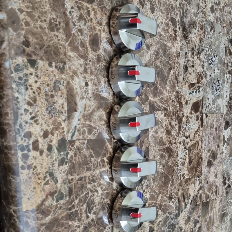 Cooktop Control Knobs Set of 5 Metal Silver with Red Indicator gallery