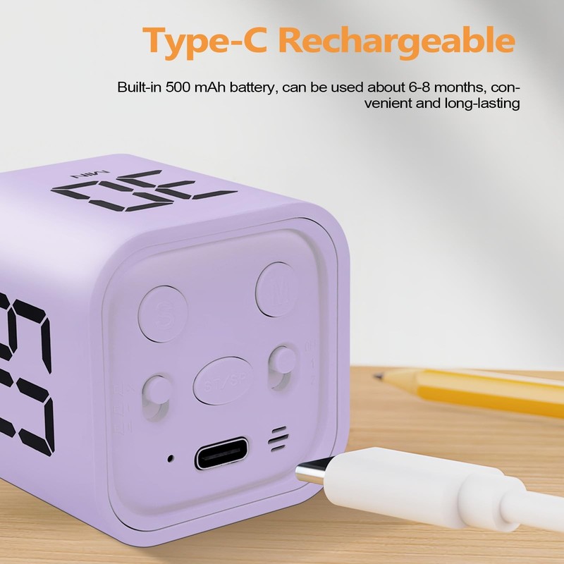 GuDoQi Multi-Function Cube Timer, 5/10/30/60 Min & Custom Count Down, Purple gallery
