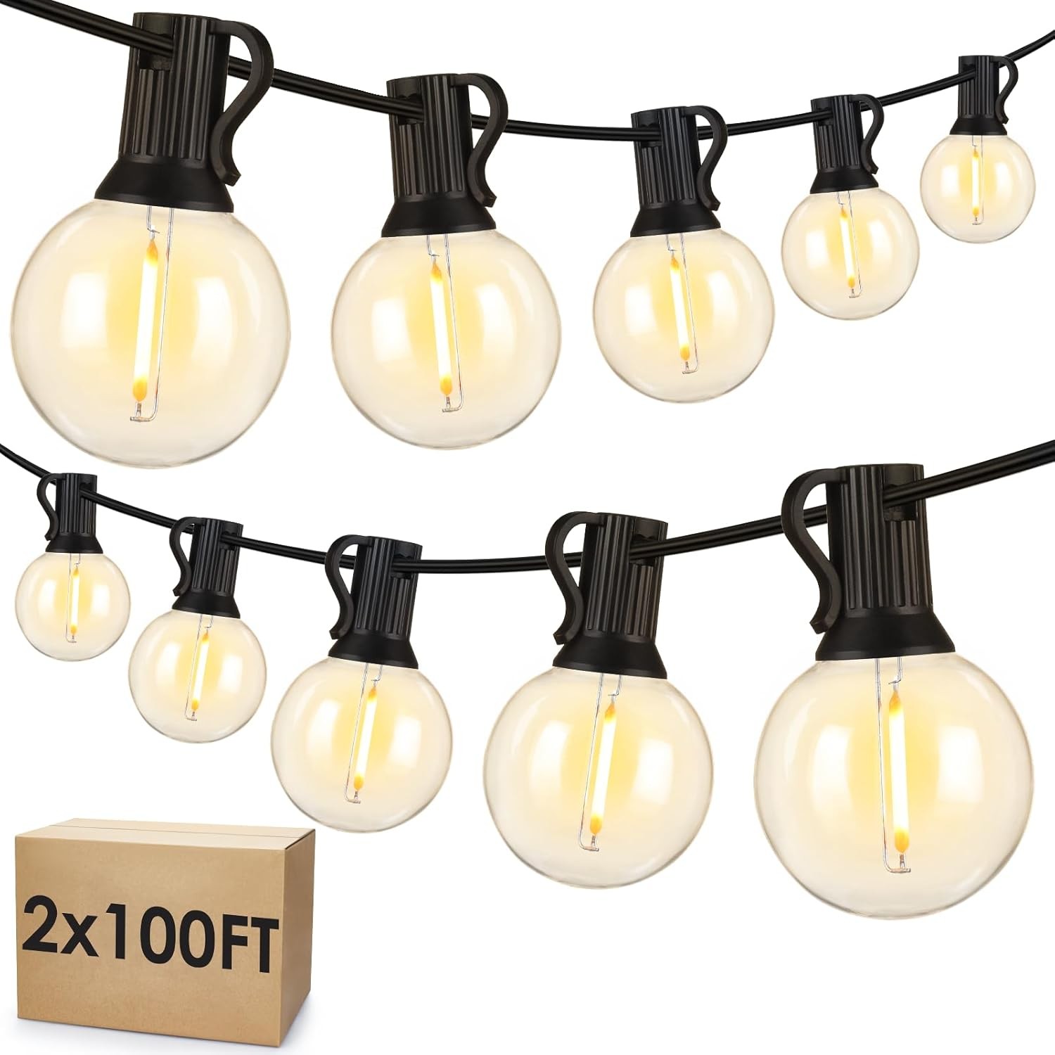 200FT Outdoor String Lights LED Patio Light Waterproof Shatterproof 102 G40 Bulb gallery