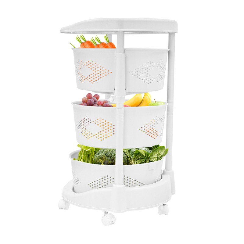 3 Tier Rotating Kitchen Storage Shelf Freestanding Storage Rack Basket Organizer gallery