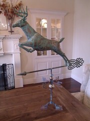HUGE Handcrafted 3 Dimensional Jumping Deer Weathervane Copper Patina Finish