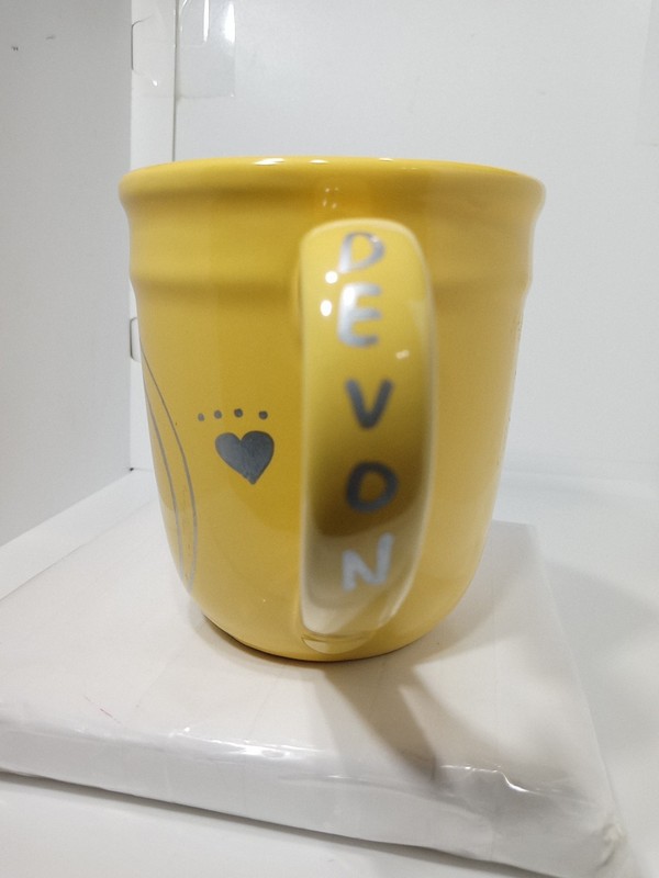 DEVON MUG. INITIAL "D" COFFEE MUG. DEVON COFFEE MUG. DEVON NAME DECO MUG. B392 gallery