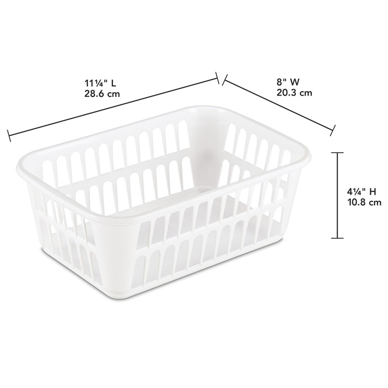 (6 pack) Storage Basket, Versatile Open Plastic Bin, White gallery