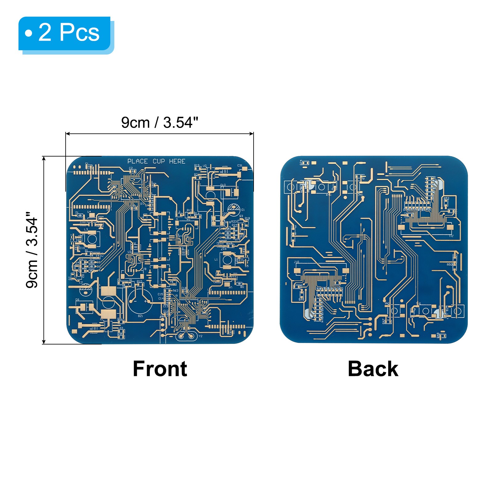 2pcs Coasters, PCB Circuit Board Coasters FR-4 Drink Bar Coasters, Blue gallery