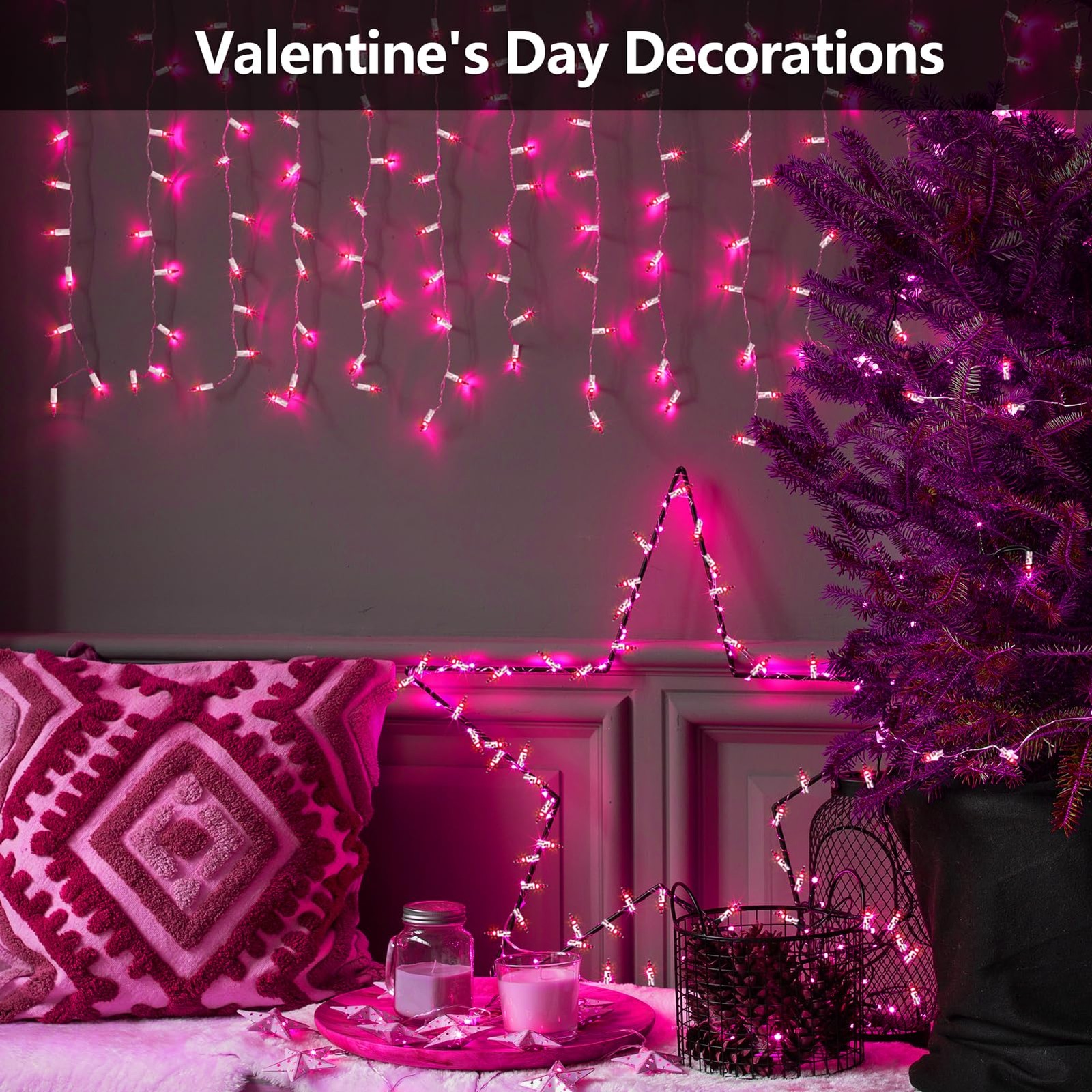 Brillarlights 100 Count Mini Pink Lights String, 21ft Christmas 21 feet, gallery