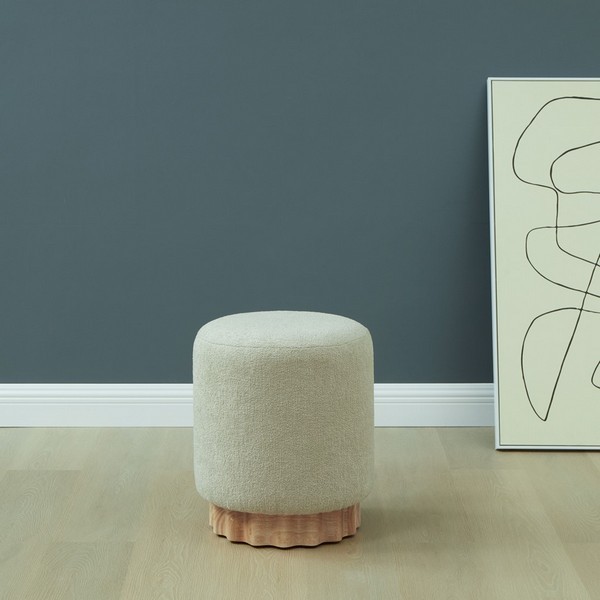 Safavieh NIKOLAS ROUND BOUCLE OTTOMAN, Reduced Price 2172783258 SFV4862A gallery