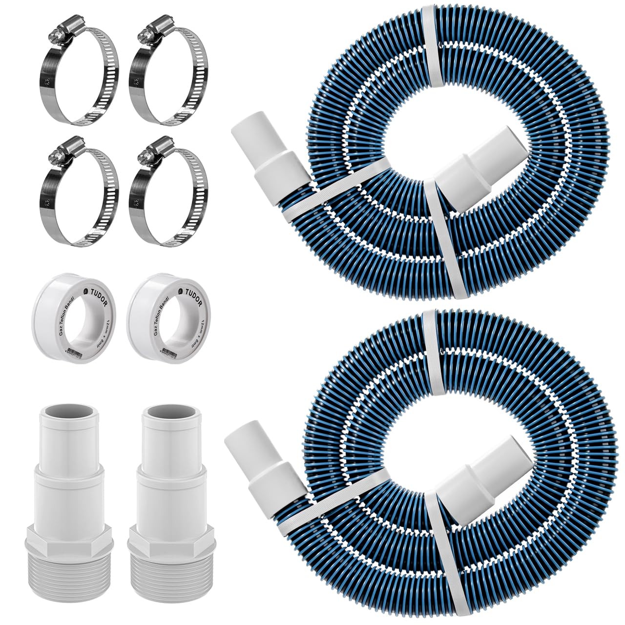 1.5" 6ft Pool Filter Pump Hose Kit for Above Ground Pools 2 Hoses, 2 Adapters gallery