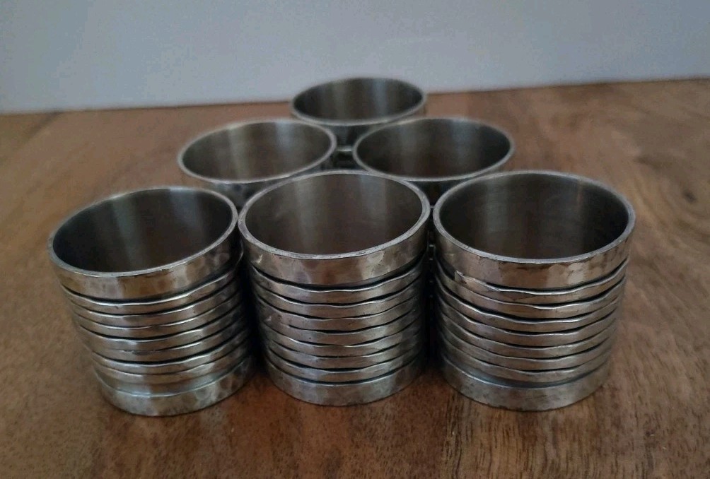 Decorative 6 Cloth Napkin Holder Silver In Color Semi Hammered Finished Metal gallery