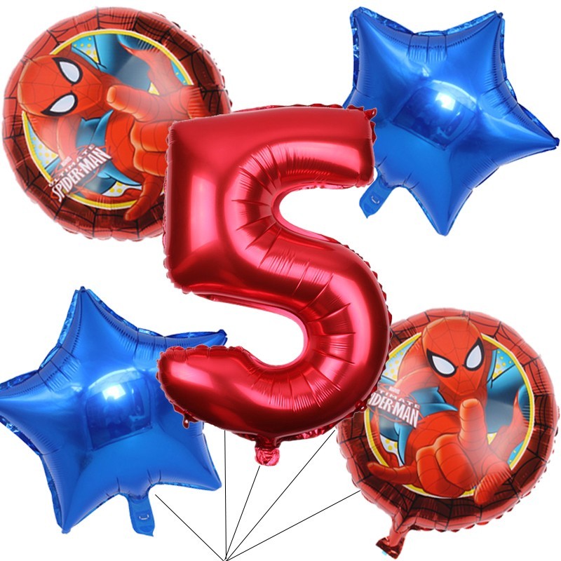 5th Birthday Spider-Man Balloons - Party Supplies Decorations 5 years old gallery