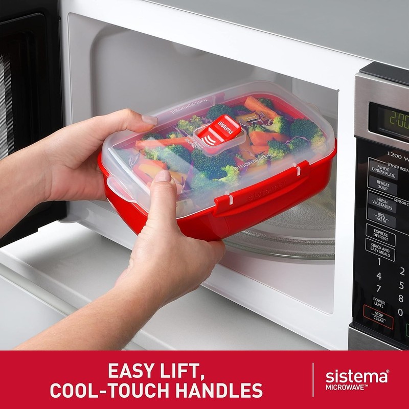 Microwave Cookware Set: 4 Rectangular Containers with Steam Vents & Easy Tabs gallery