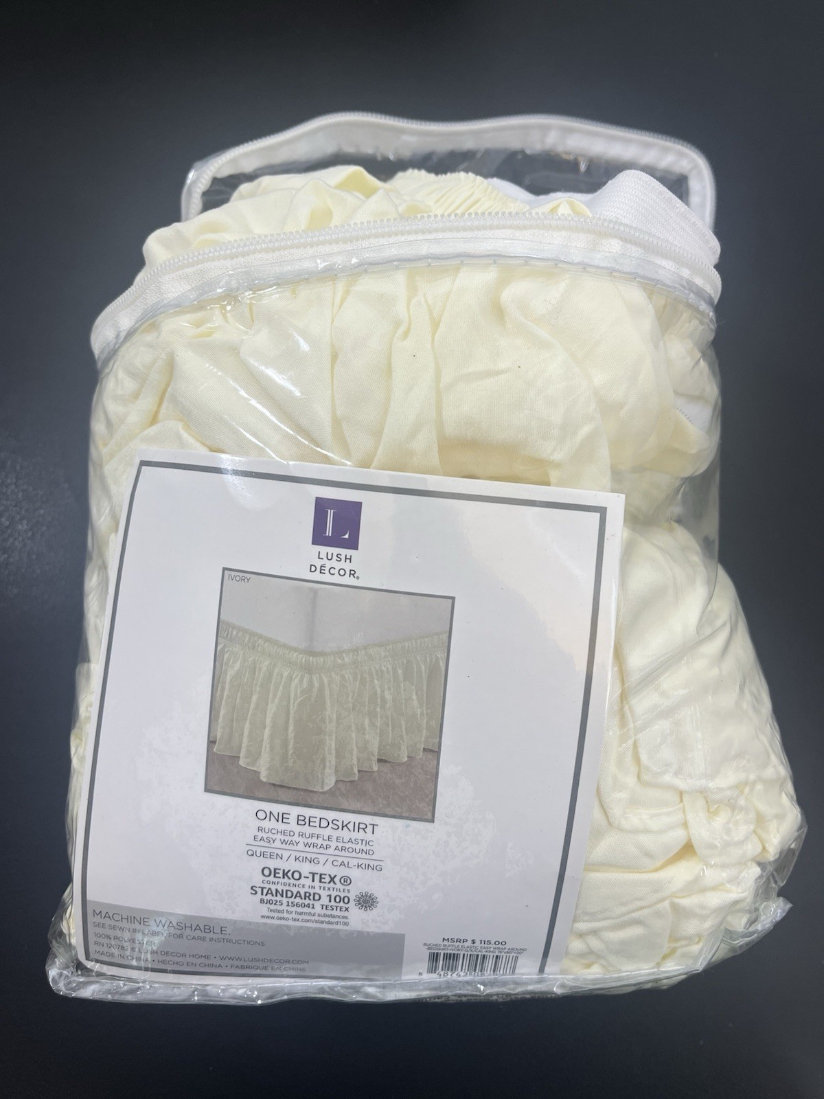 Lush Decor Ruched Ruffle elastic BedSkirt Bed Skirt - IVORY - NEW gallery
